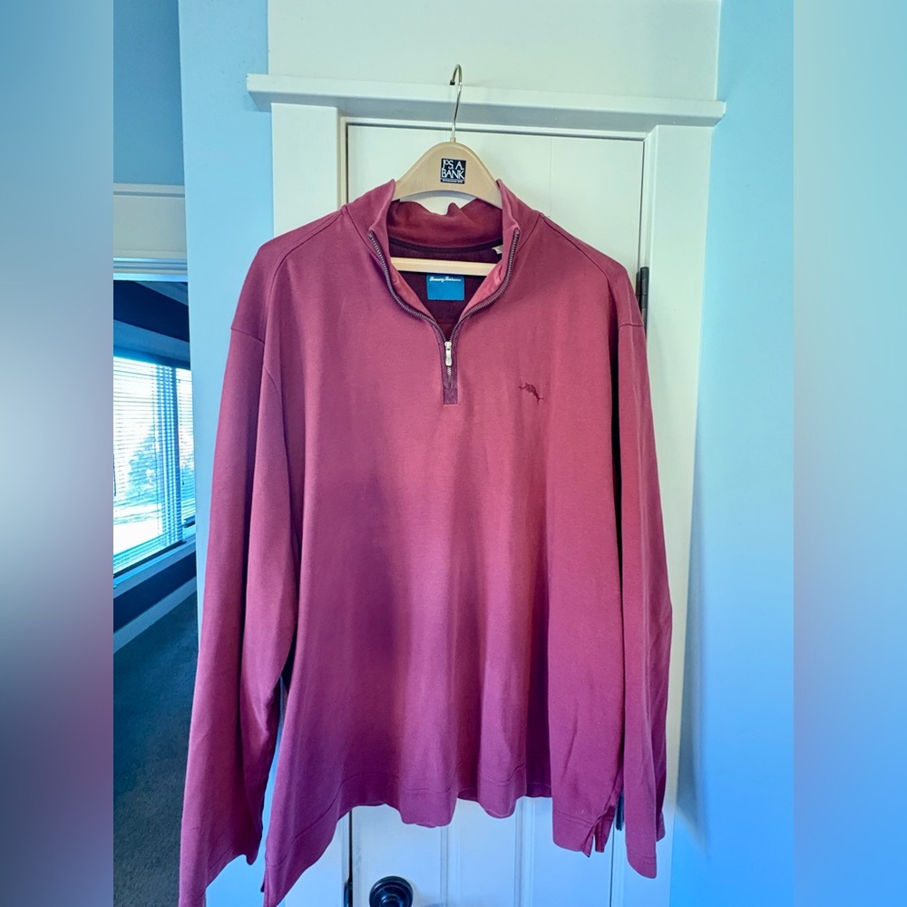 Tommy Bahama Men's Burgundy Zip-Up Sweater